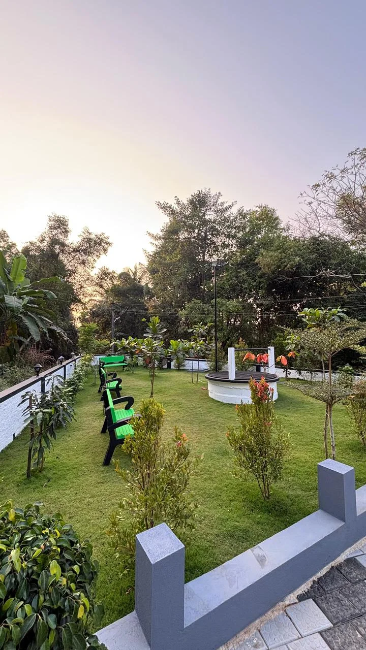 Landscaped lawn at AMB Guest House in Ullal near Mangalore